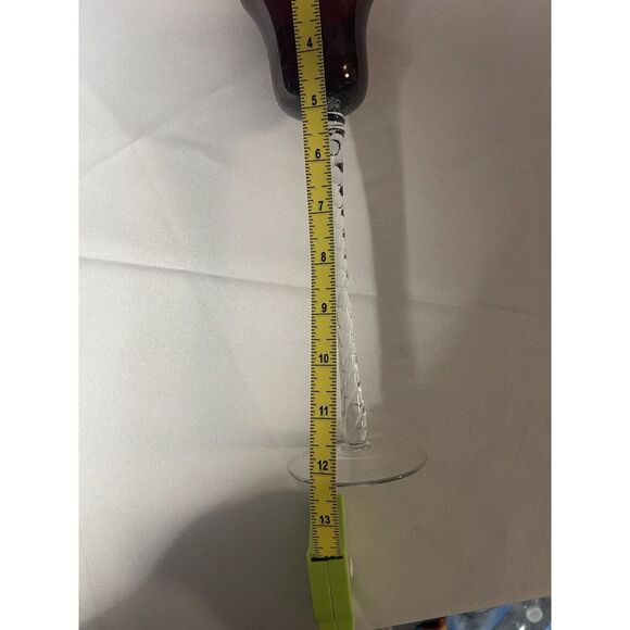 1 Crystal Red Cobalt Candle Holders Glass Stem Vintage Romania - Picture 4 of 4